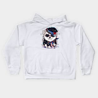 Cute Dog 4th Of July Firework Fang Kids Hoodie